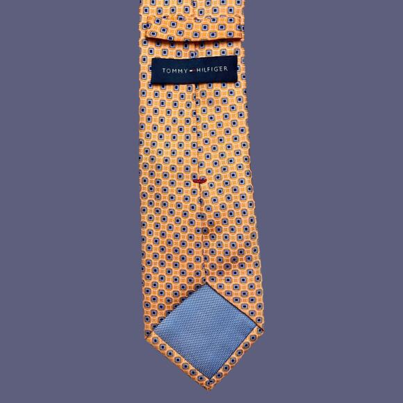 Tommy Hilfiger Polka Dot Mens Necktie Orange/Blue 100% Silk EUC - Picture 3 of 5